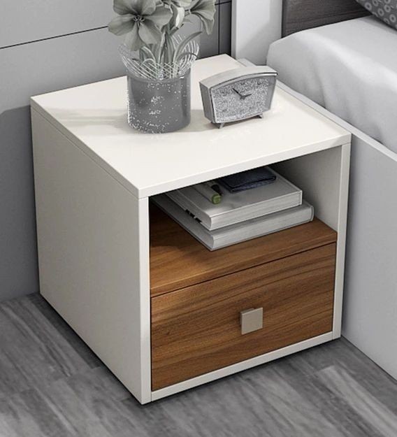 White and natural side drawer